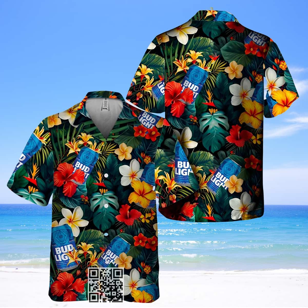 Aloha Bud Light Beer Hawaiian Shirt Tropical Summer Flower