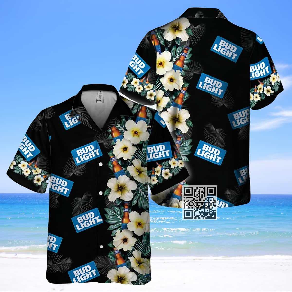 Aloha Bud Light Beer Hawaiian Shirt Half Flower Side