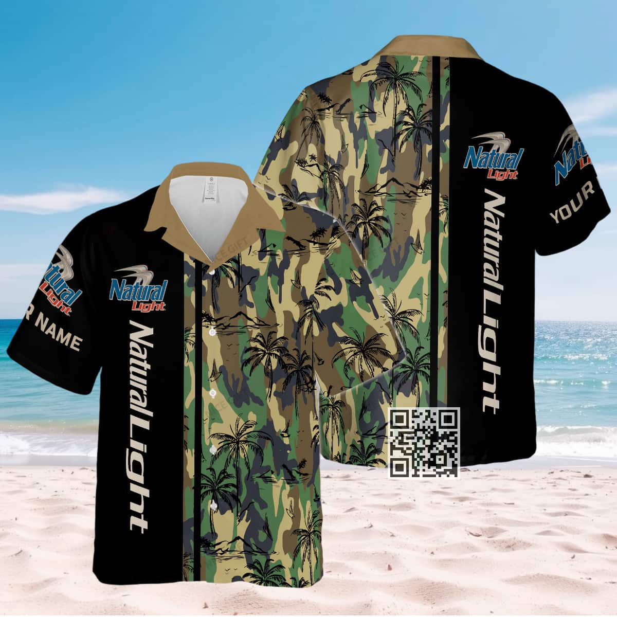 Natural Light Beer Hawaiian Shirt Camouflage Pattern Custom Name Natural Light Beer Hawaiian Shirt Camouflage Pattern Custom Name