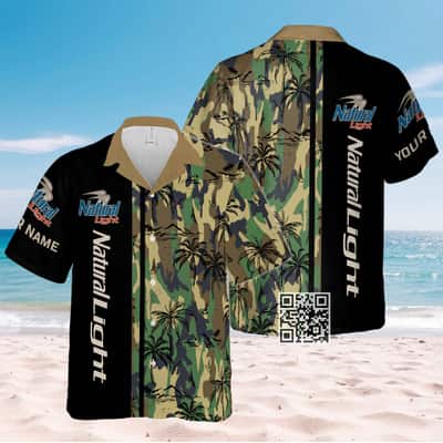 Natural Light Beer Hawaiian Shirt Camouflage Pattern Custom Name Natural Light Beer Hawaiian Shirt Camouflage Pattern Custom Name
