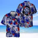 Summer Aloha Pabst Blue Ribbon Beer Hawaiian Shirt Hibiscus Flower Pattern