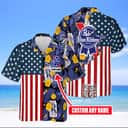 Aloha Pabst Blue Ribbon Beer Hawaiian Shirt US Flag Custom Name Palm Leaves Pattern Aloha Pabst Blue Ribbon Beer Hawaiian Shirt US Flag Custom Name Palm Leaves Pattern