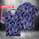 Pabst Blue Ribbon Beer Hawaiian Shirt Custom Name Palm Leaves Pattern