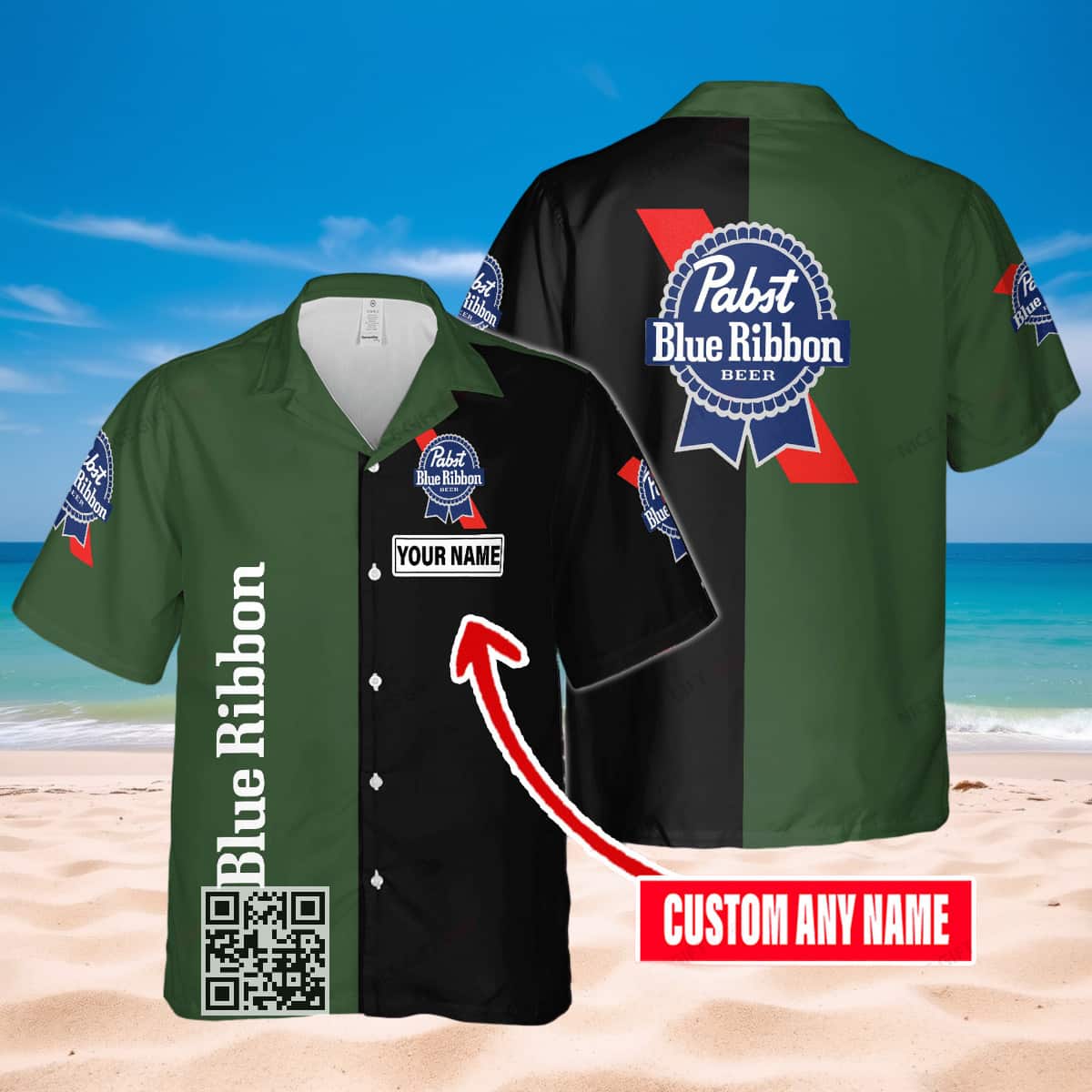 Pabst Blue Ribbon Beer Hawaiian Shirt Custom Name Gift For Him