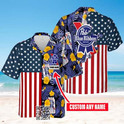 Summer Aloha Pabst Blue Ribbon Beer Hawaiian Shirt Custom Name