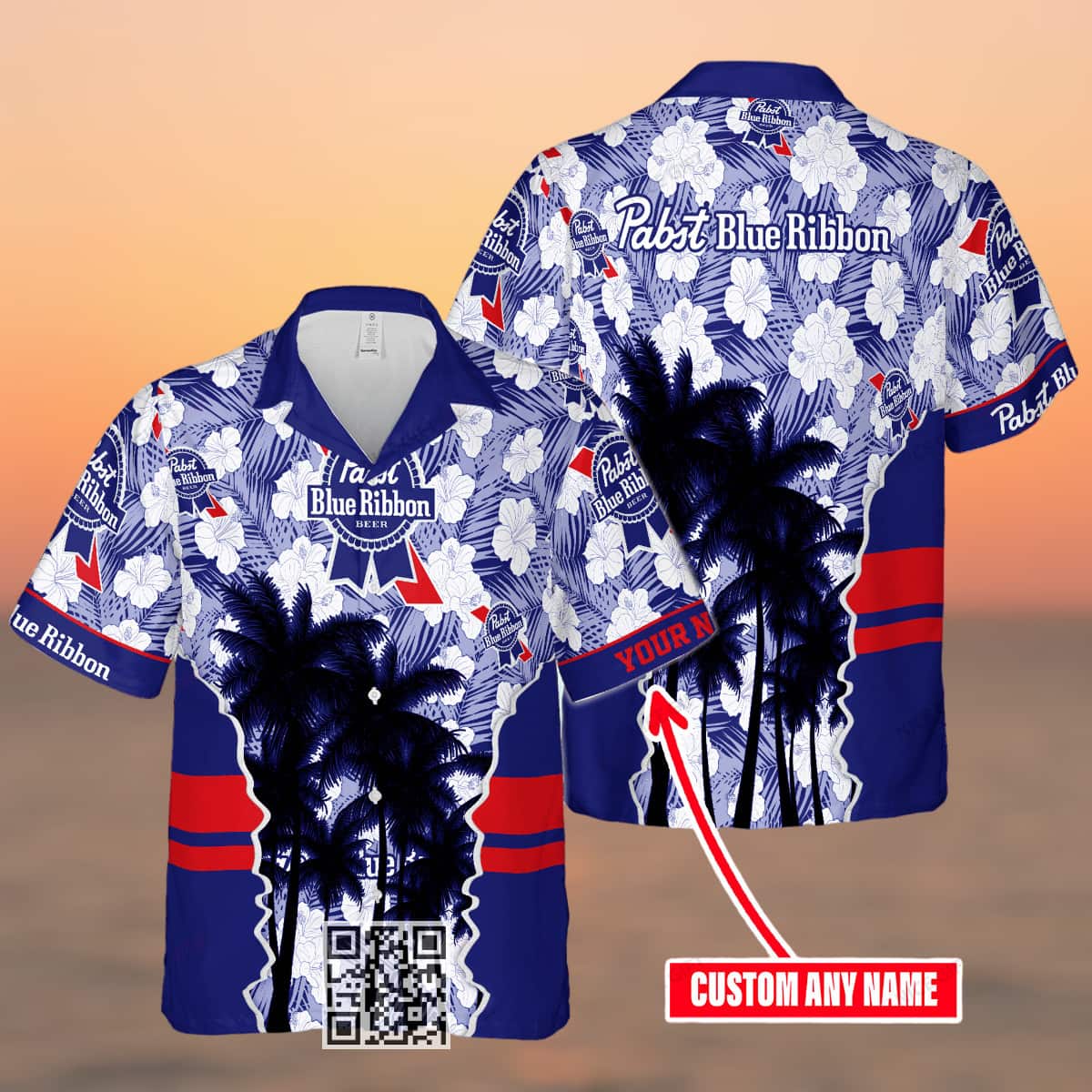 Pabst Blue Ribbon Beer Hawaiian Shirt Beach Gift For Friend Custom Name