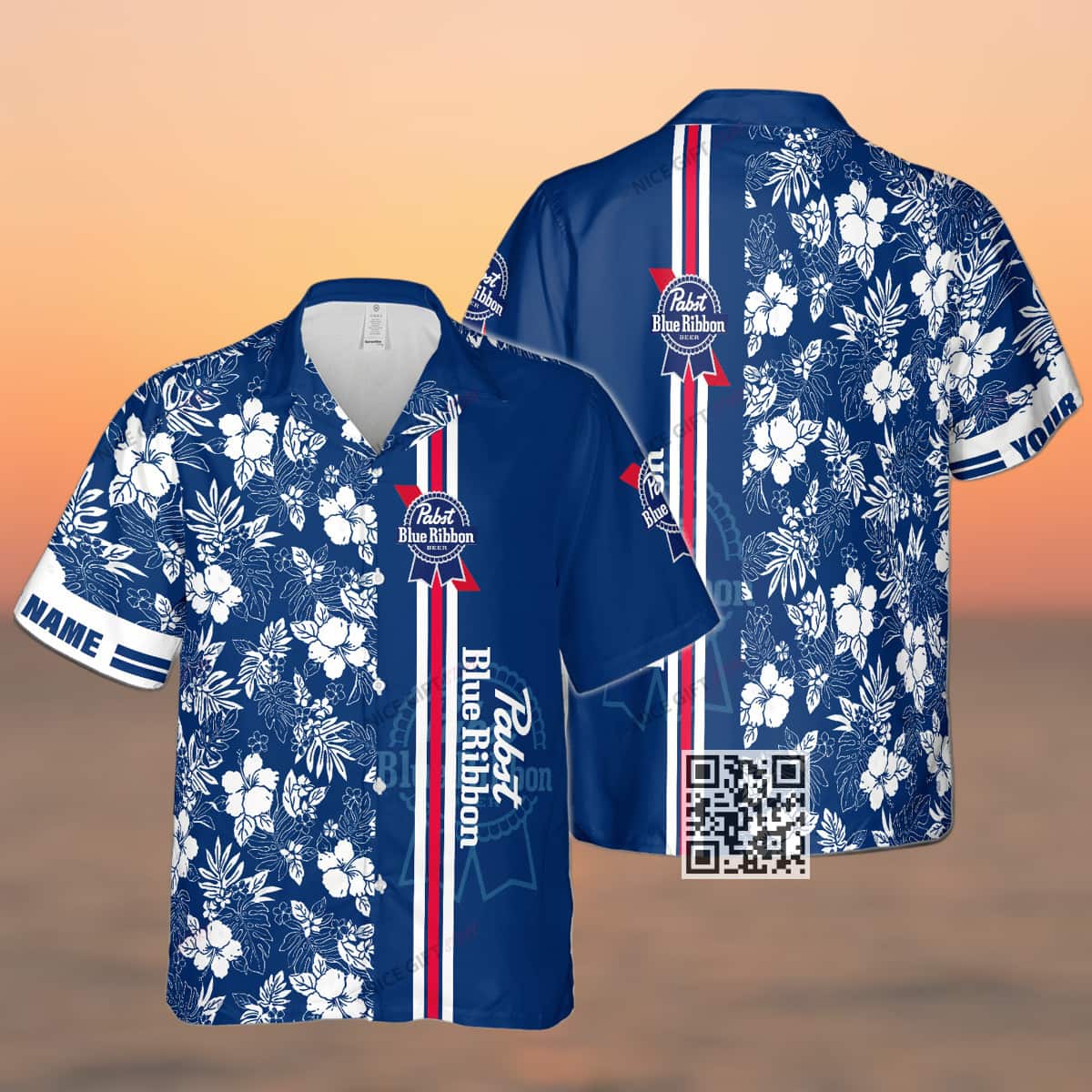 Aloha Pabst Blue Ribbon Beer Hawaiian Shirt Hibiscus Flower Custom Name Aloha Pabst Blue Ribbon Beer Hawaiian Shirt Hibiscus Flower Custom Name
