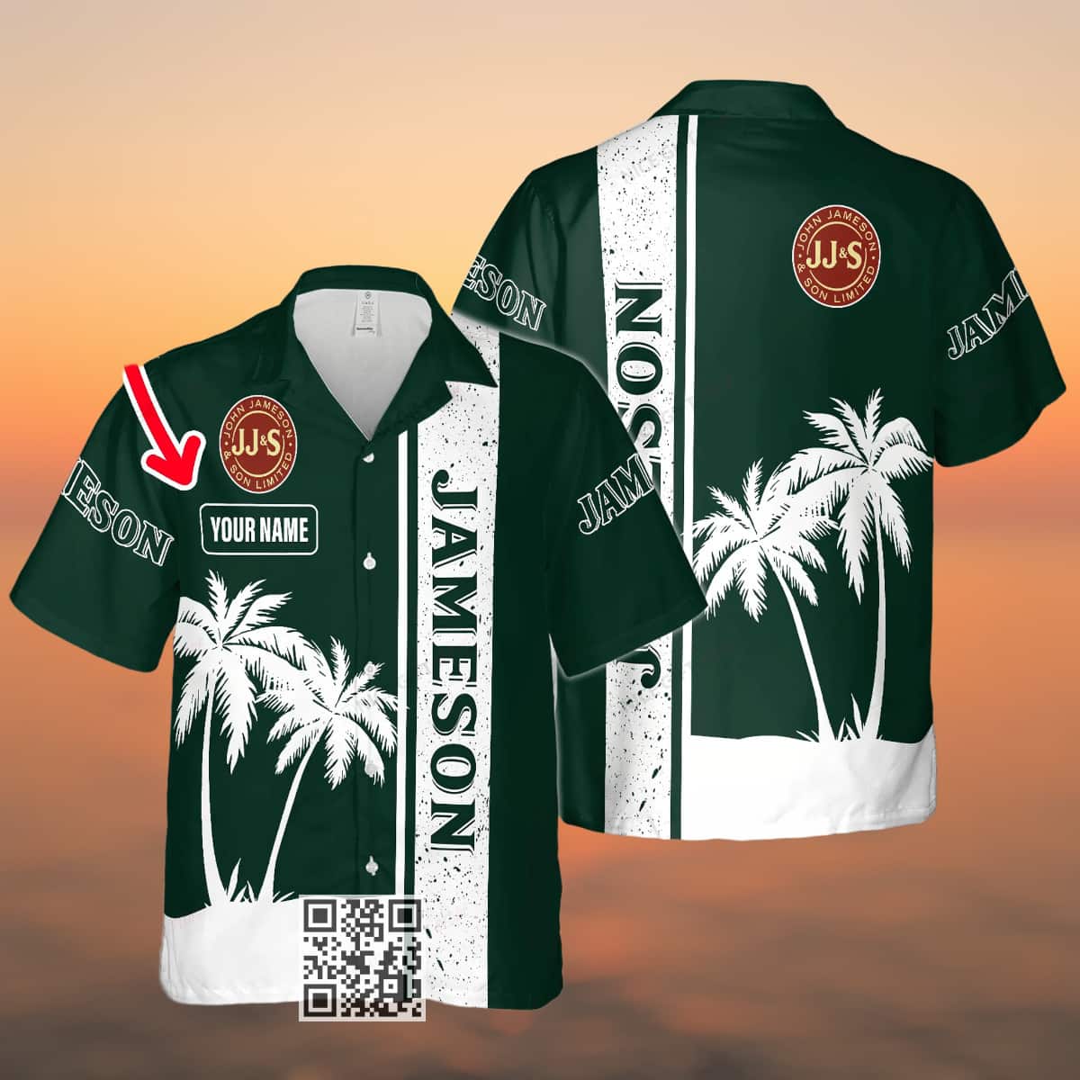 Vintage Aloha Jameson Irish Whiskey Hawaiian Shirt Custom Name