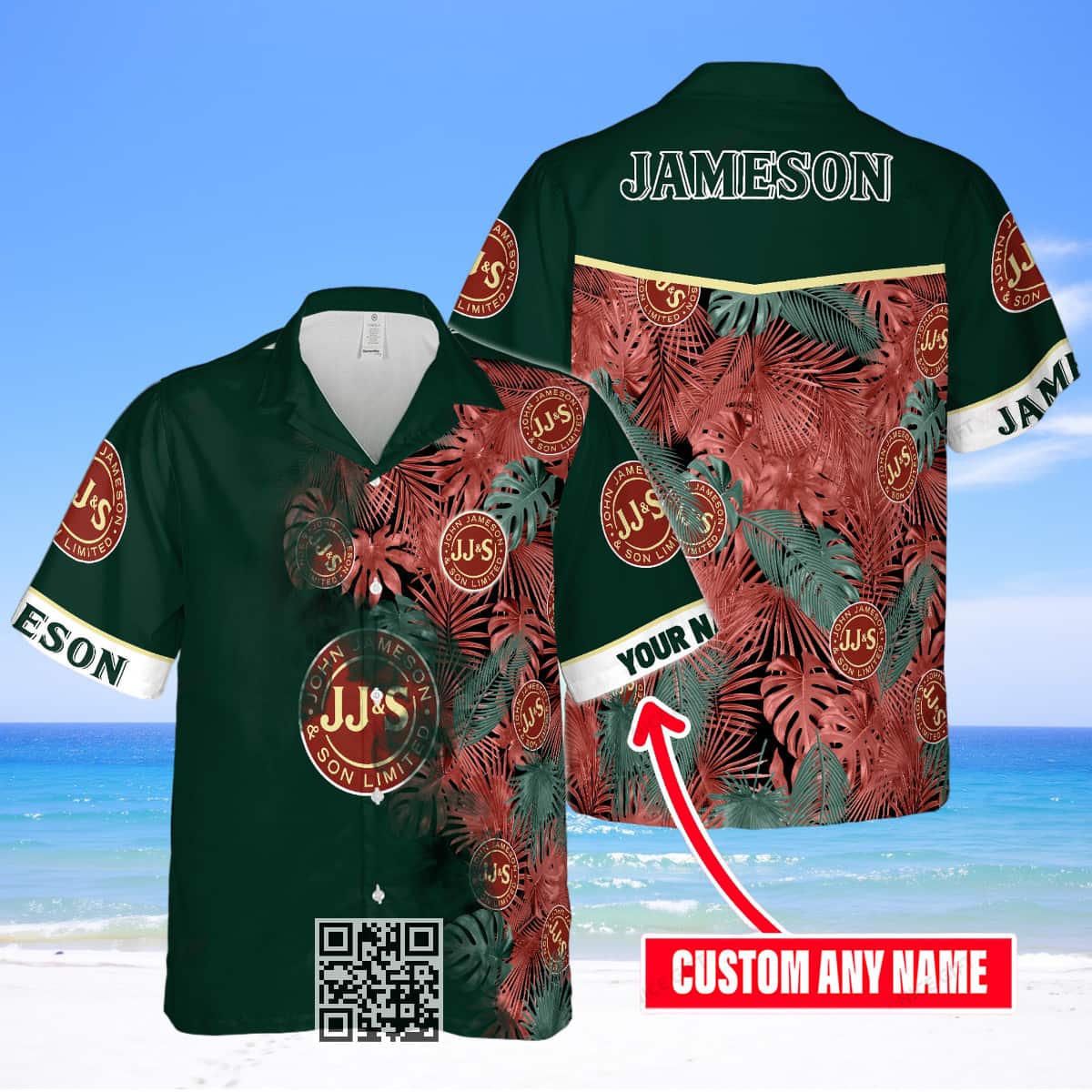 Aloha Jameson Irish Whiskey Hawaiian Shirt Palm Leaves Pattern Custom Name Aloha Jameson Irish Whiskey Hawaiian Shirt Palm Leaves Pattern Custom Name