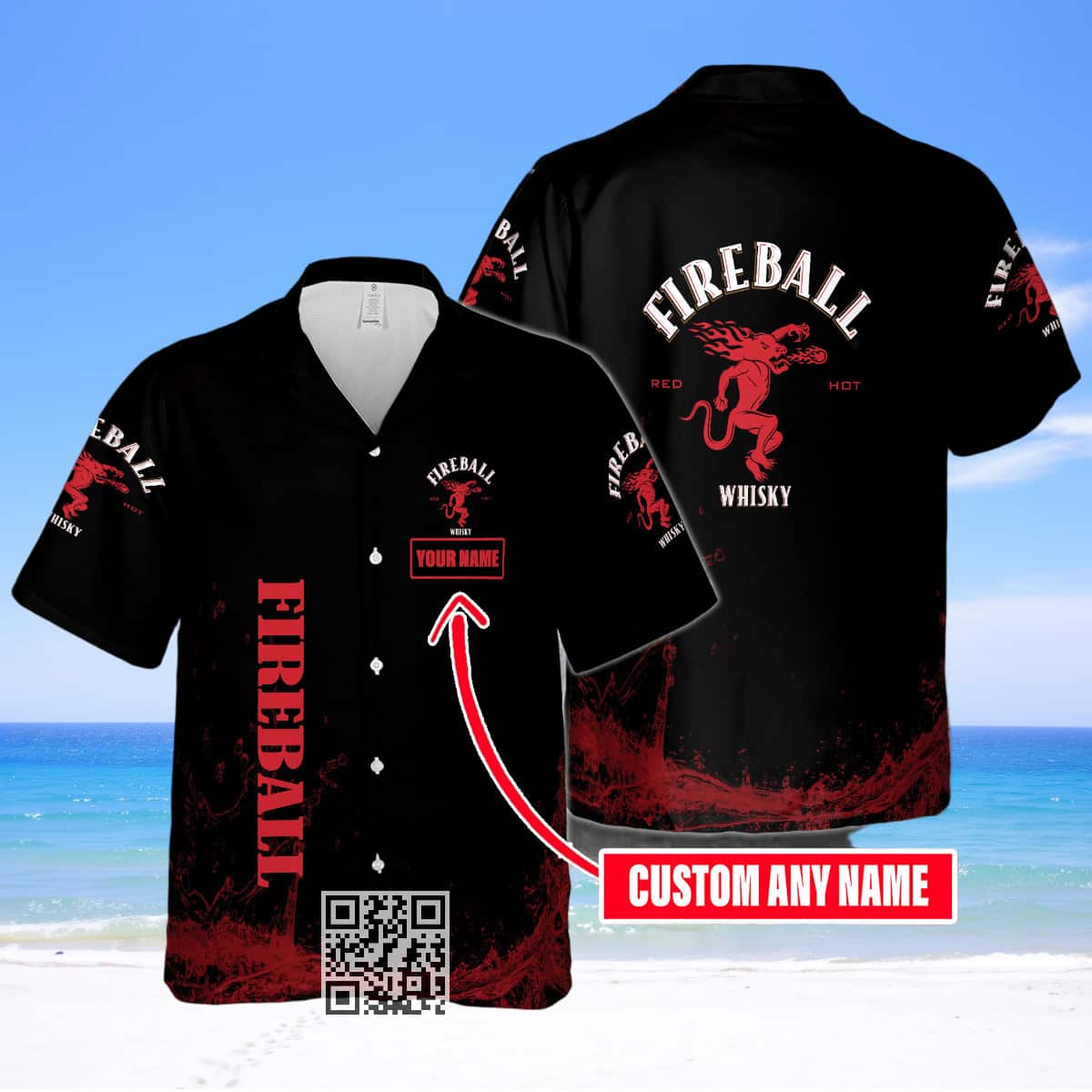 Fireball Cinnamon Whisky Hawaiian Shirt Custom Name Gift For Husband Fireball Cinnamon Whisky Hawaiian Shirt Custom Name Gift For Husband