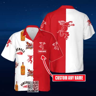 Fireball Cinnamon Whisky Hawaiian Shirt Custom Name Beach Lovers Gift