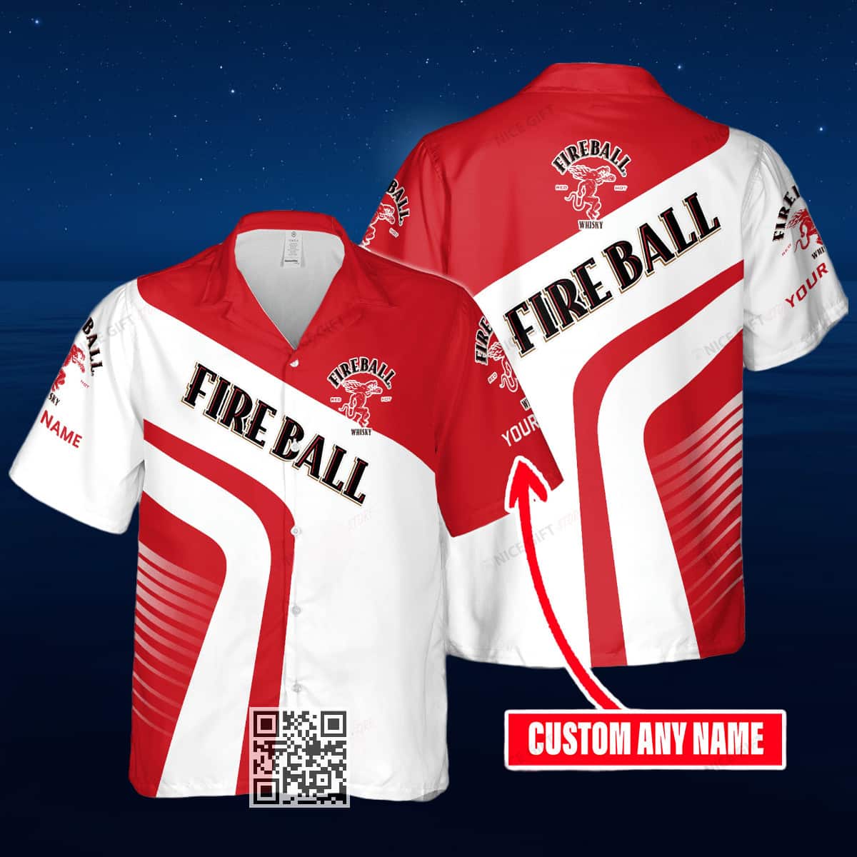 Fireball Cinnamon Whisky Hawaiian Shirt Custom Name Gift For Him Fireball Cinnamon Whisky Hawaiian Shirt Custom Name Gift For Him