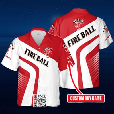 Fireball Cinnamon Whisky Hawaiian Shirt Custom Name Gift For Him
