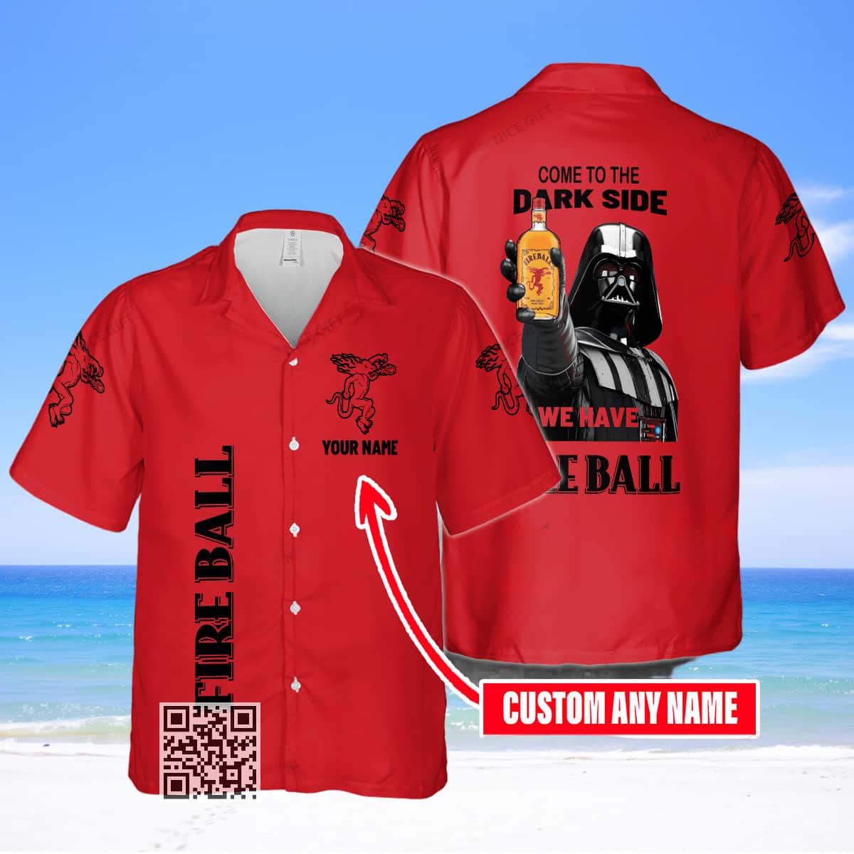 Darth Vader Star Wars Fireball Cinnamon Whisky Hawaiian Shirt Custom Name Darth Vader Star Wars Fireball Cinnamon Whisky Hawaiian Shirt Custom Name