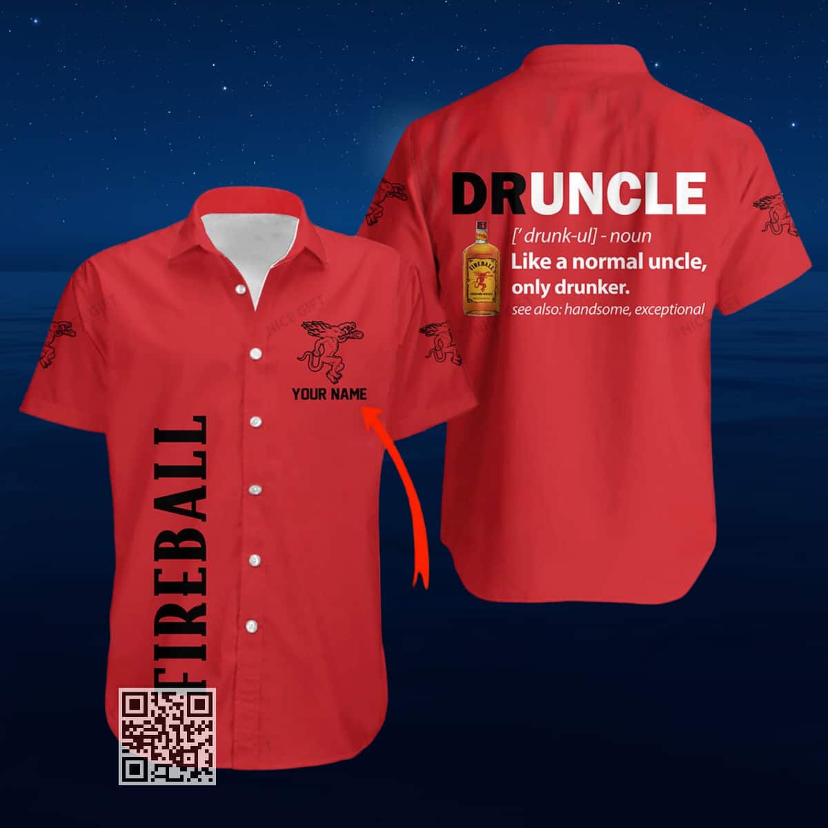 Personalized Fireball Cinnamon Whisky Hawaiian Shirt Custom Name Druncle Personalized Fireball Cinnamon Whisky Hawaiian Shirt Custom Name Druncle