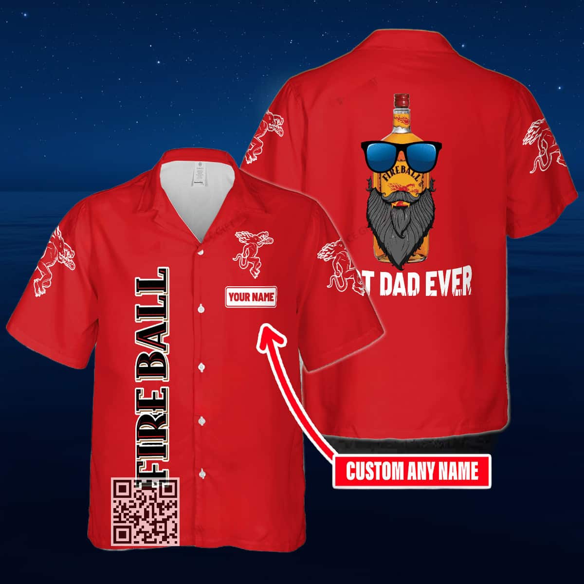 Fireball Cinnamon Whisky Hawaiian Shirt Best Dad Ever Custom Name Fireball Cinnamon Whisky Hawaiian Shirt Best Dad Ever Custom Name