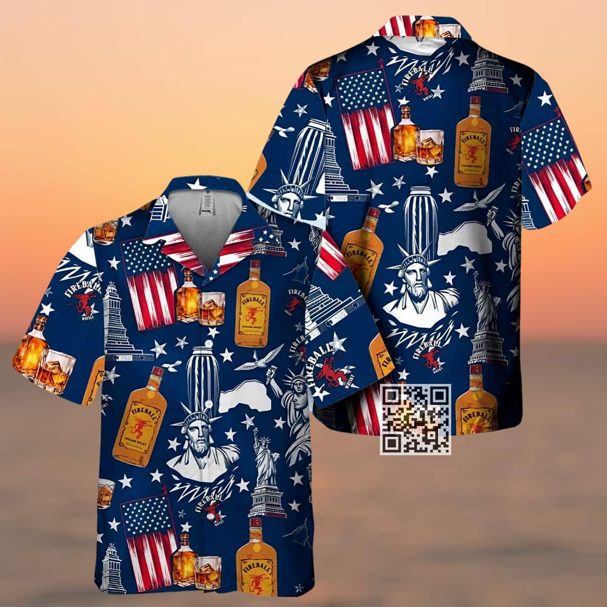 Fireball Cinnamon Whisky Hawaiian Shirt Liberty Of Statue Fireball Cinnamon Whisky Hawaiian Shirt Liberty Of Statue