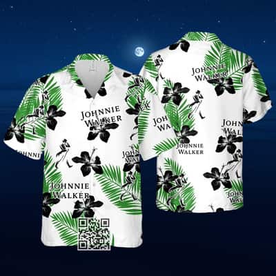 Johnnie Walker Whisky Hawaiian Shirt Hibiscus Flower Pattern Johnnie Walker Whisky Hawaiian Shirt Hibiscus Flower Pattern