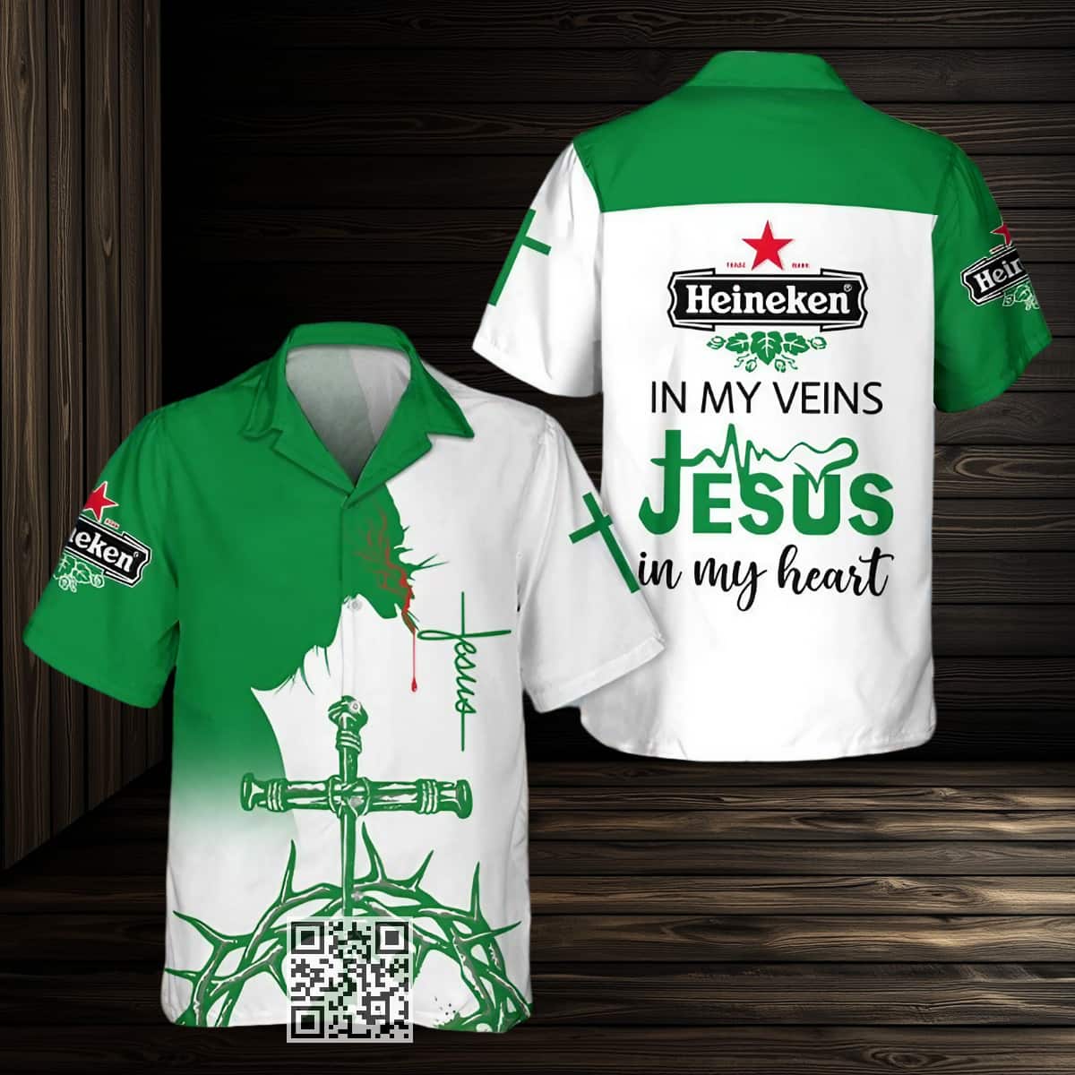 Heineken In My Veins Hawaiian Shirt Jesus In My Heart Heineken In My Veins Hawaiian Shirt Jesus In My Heart