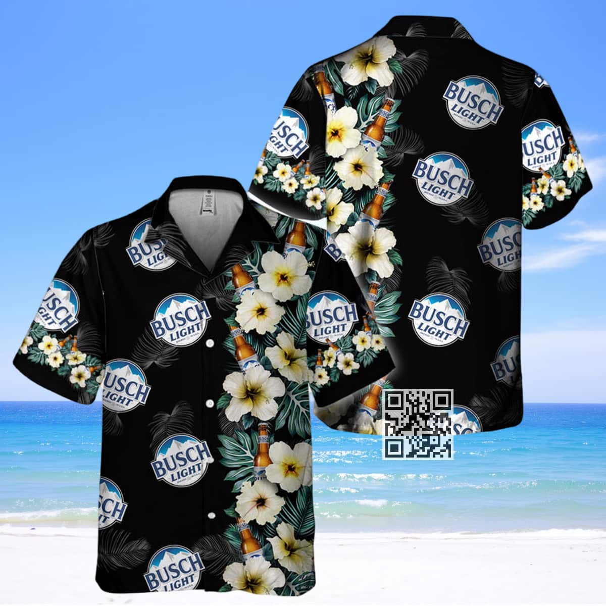 Busch Light Beer Hawaiian Shirt Hibiscus Flower Pattern Practical Beach Gift Busch Light Beer Hawaiian Shirt Hibiscus Flower Pattern Practical Beach Gift