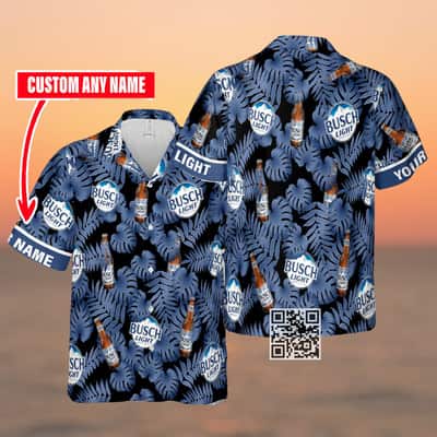 Busch Light Beer Hawaiian Shirt Palm Leaves Pattern Custom Name