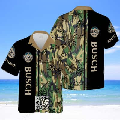 Busch Light Beer Hawaiian Shirt Custom Name Camouflage Pattern