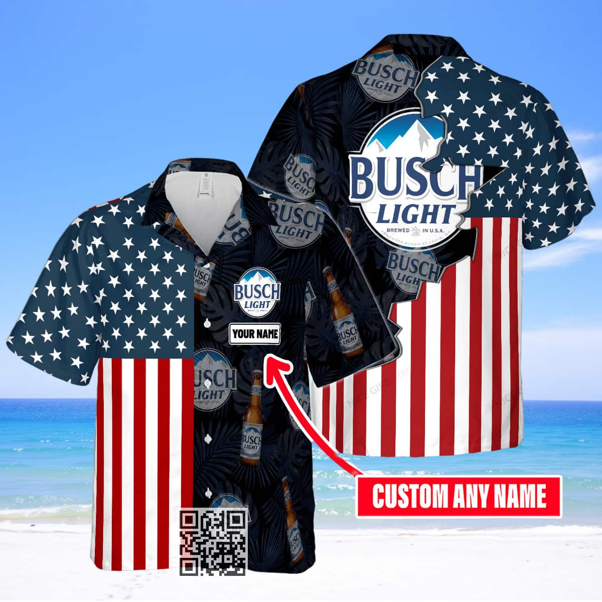 Busch Light Hawaiian Shirt Palm Leaves Pattern Custom Name Busch Light Hawaiian Shirt Palm Leaves Pattern Custom Name