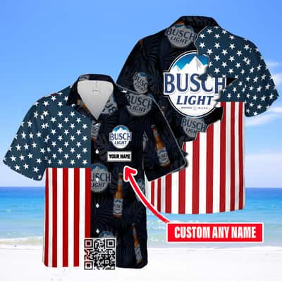 Busch Light Hawaiian Shirt Palm Leaves Pattern Custom Name Busch Light Hawaiian Shirt Palm Leaves Pattern Custom Name