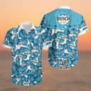 Aloha Busch Light Hawaiian Shirt Palm Leaves Pattern Gift For Beach Trip