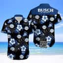Busch Light Beer Hawaiian Shirt Hibiscus Flower Pattern