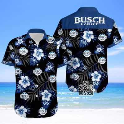 Busch Light Beer Hawaiian Shirt Hibiscus Flower Pattern
