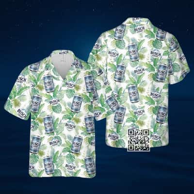 Aloha Busch Light Hawaiian Shirt Tropical Palm Leaves