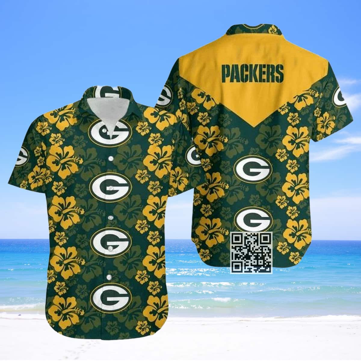 NFL Green Bay Packers Hawaiian Shirt Hibiscus Pattern NFL Green Bay Packers Hawaiian Shirt Hibiscus Pattern