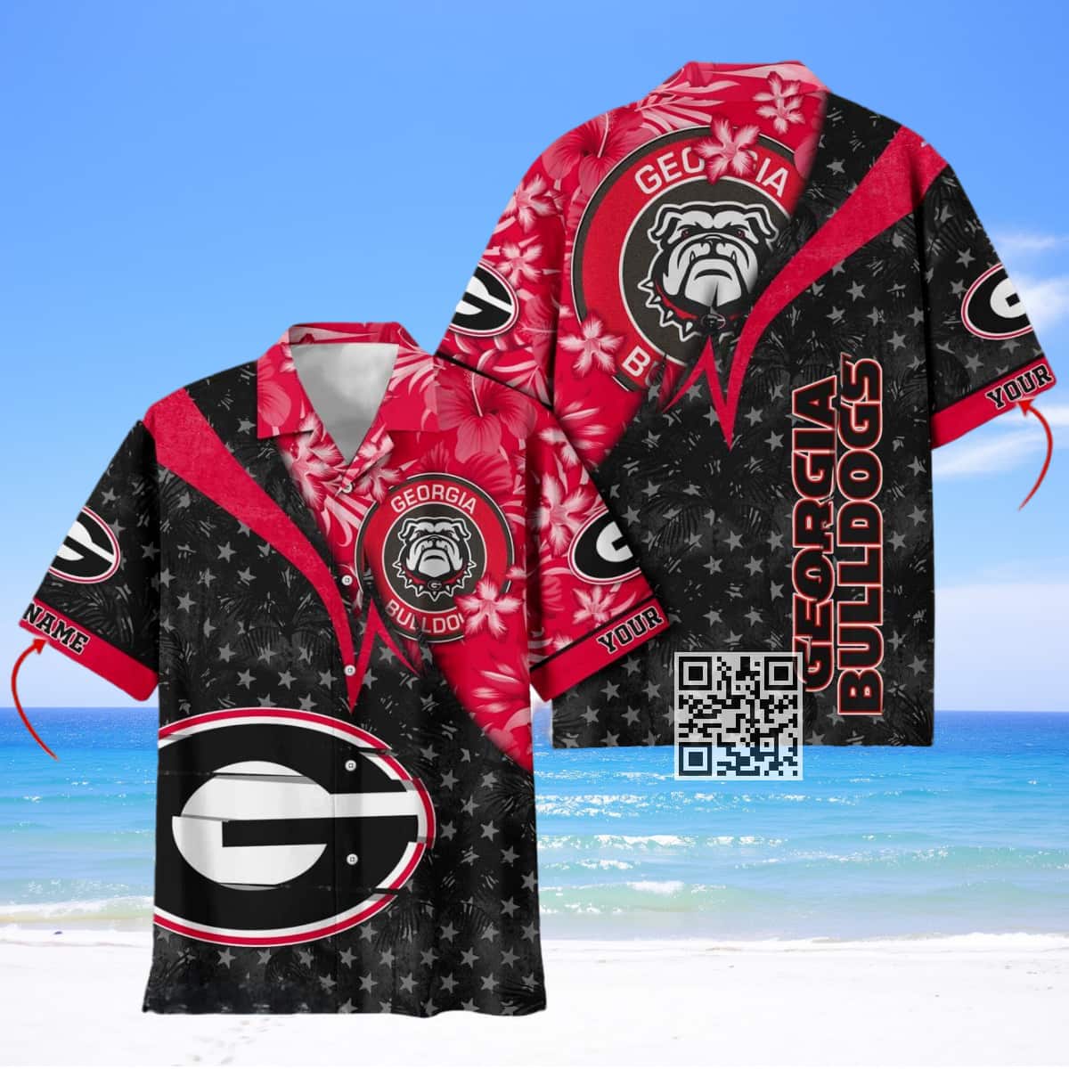 Vintage NCAA Georgia Bulldogs Hawaiian Shirt Custom Name Vintage NCAA Georgia Bulldogs Hawaiian Shirt Custom Name
