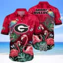 Aloha NCAA Georgia Bulldogs Hawaiian Shirt Flamingo Pattern