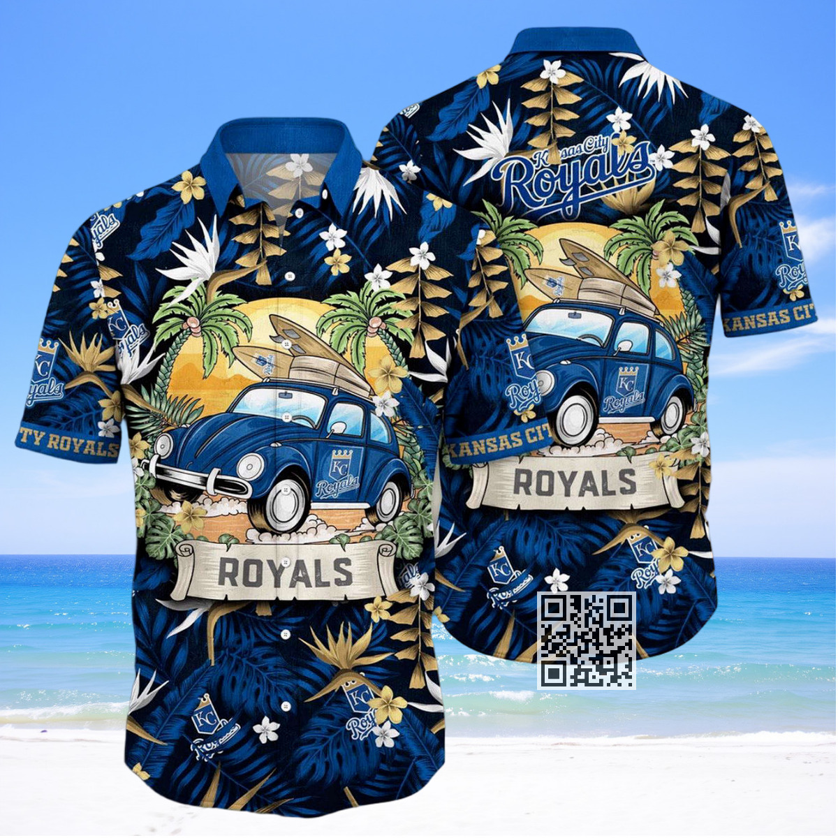 MLB Kansas City Royals Hawaiian Shirt Palm Leaves Pattern MLB Kansas City Royals Hawaiian Shirt Palm Leaves Pattern