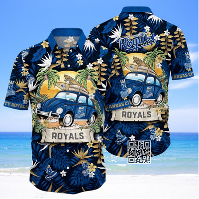 MLB Kansas City Royals Hawaiian Shirt Palm Leaves Pattern