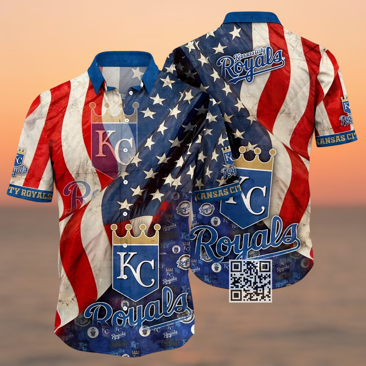 Kansas City Royals Hawaiian Shirt US Flag Gift For MLB Fans Kansas City Royals Hawaiian Shirt US Flag Gift For MLB Fans
