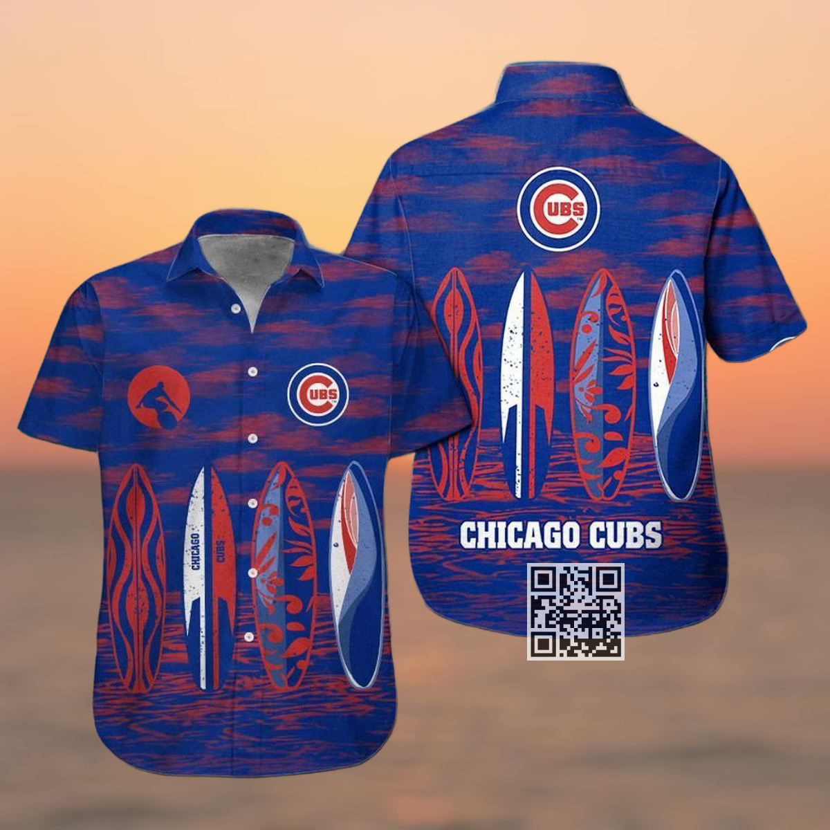 MLB Chicago Cubs Hawaiian Shirt Surfing Pattern MLB Chicago Cubs Hawaiian Shirt Surfing Pattern