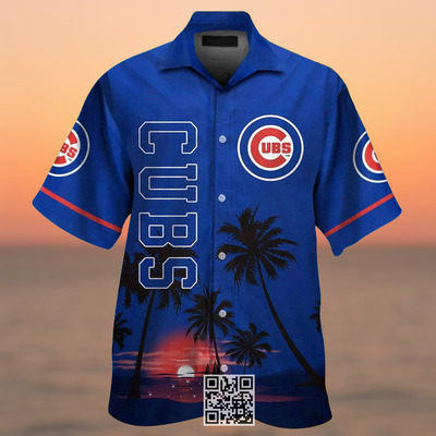 Vintage Aloha MLB Chicago Cubs Hawaiian Shirt Sunset Pattern