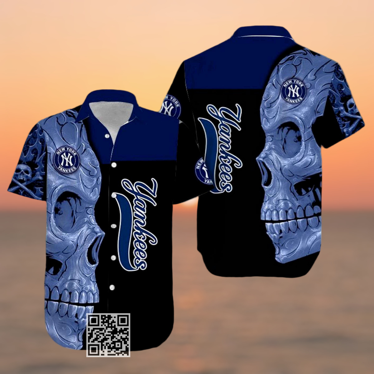 MLB New York Yankees Hawaiian Shirt Horror Skull