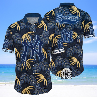 MLB New York Yankees Hawaiian Shirt Palm Leaves Pattern Beach Lovers Gift