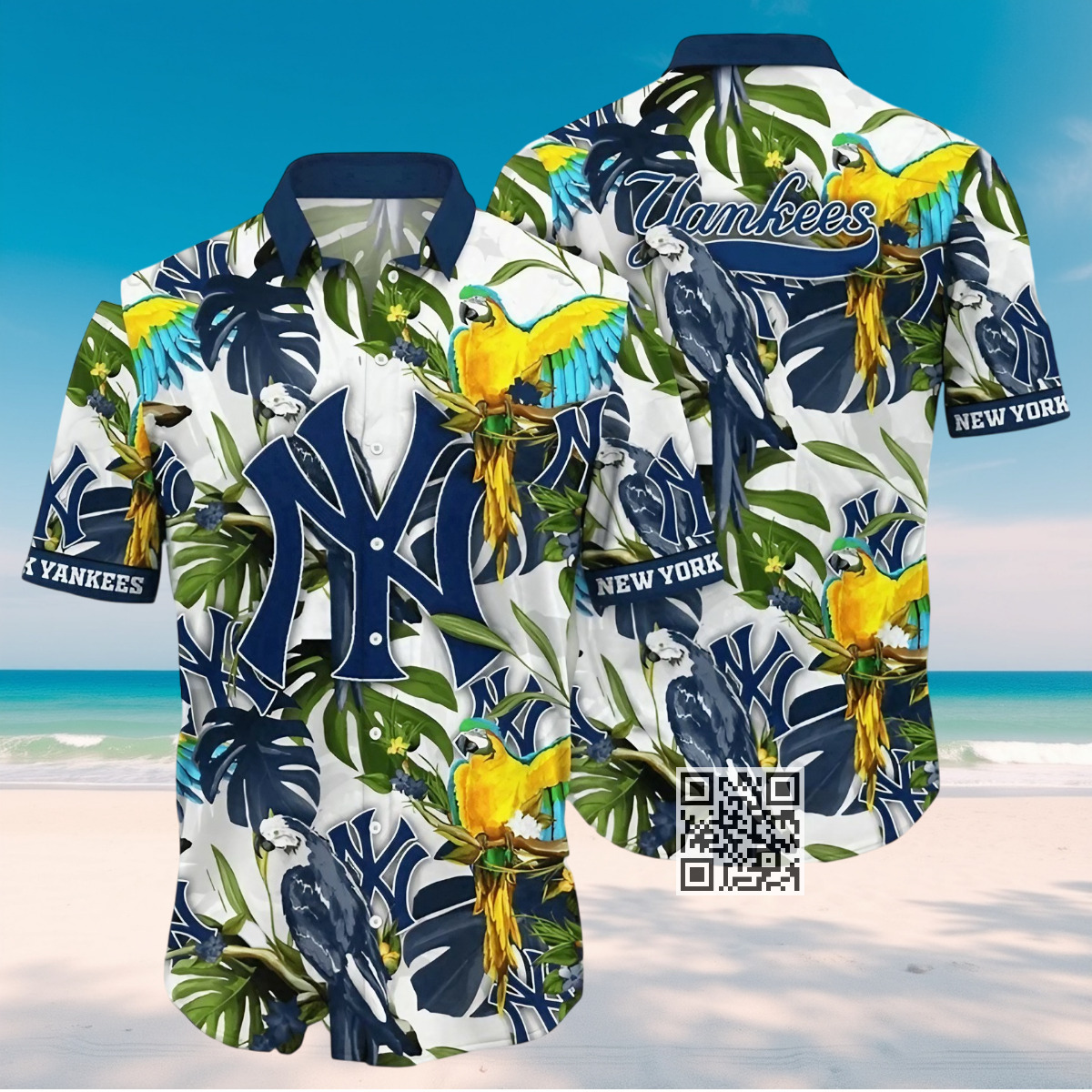 MLB New York Yankees Hawaiian Shirt Tropical Bird Palm Leaves
