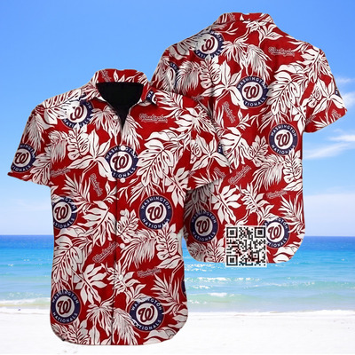 MLB Washington Nationals Hawaiian Shirt Palm Leaves Pattern Beach Lovers Gift