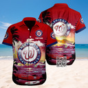 MLB Washington Nationals Hawaiian Shirt Beach Pattern Custom Name MLB Washington Nationals Hawaiian Shirt Beach Pattern Custom Name