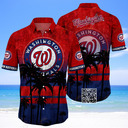 MLB Washington Nationals Hawaiian Shirt Palm Tree Pattern Summer Beach Gift MLB Washington Nationals Hawaiian Shirt Palm Tree Pattern Summer Beach Gift