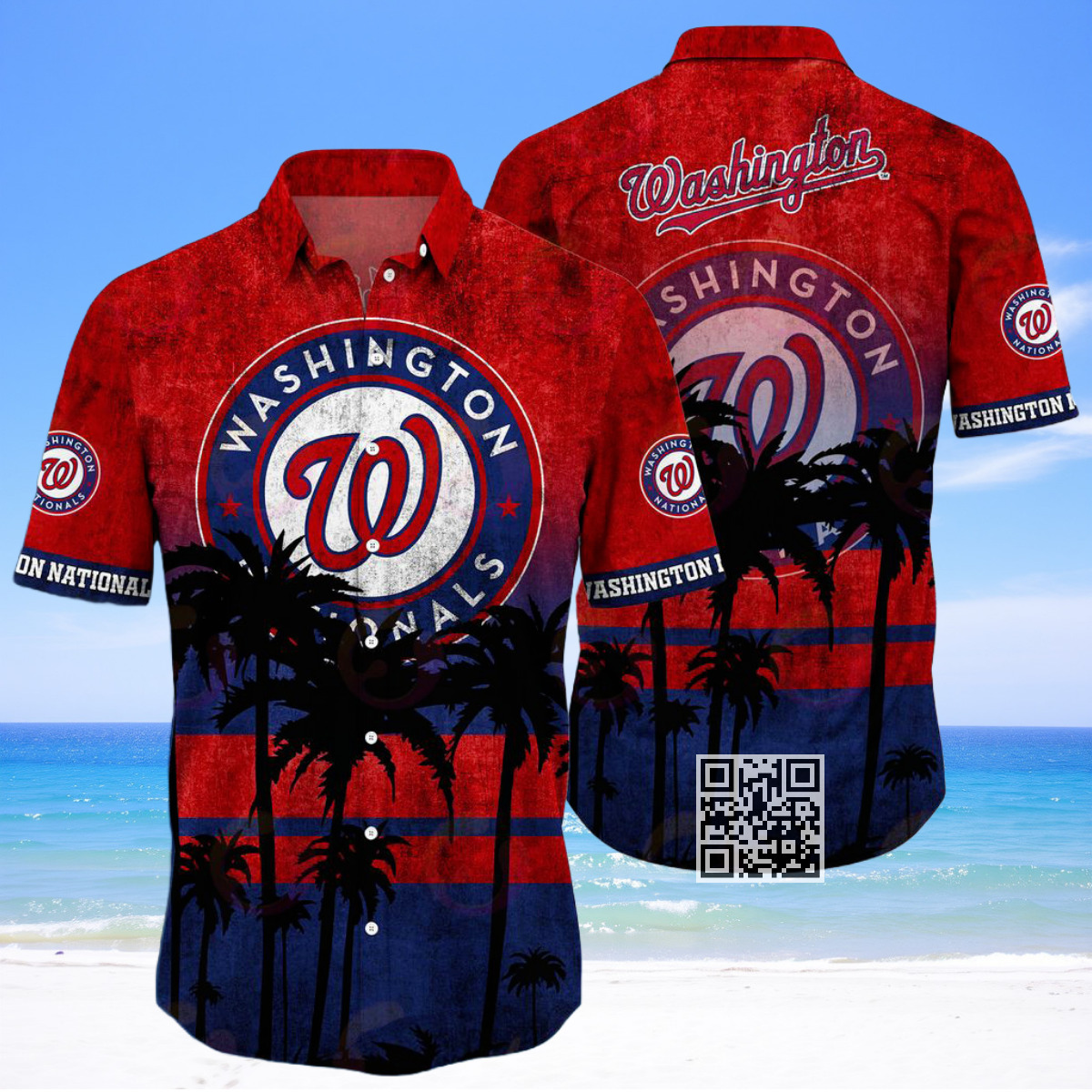 MLB Washington Nationals Hawaiian Shirt Palm Tree Pattern Summer Beach Gift MLB Washington Nationals Hawaiian Shirt Palm Tree Pattern Summer Beach Gift