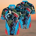 MLB Miami Marlins Hawaiian Shirt Palm Leaves Pattern Summer Beach Gift MLB Miami Marlins Hawaiian Shirt Palm Leaves Pattern Summer Beach Gift