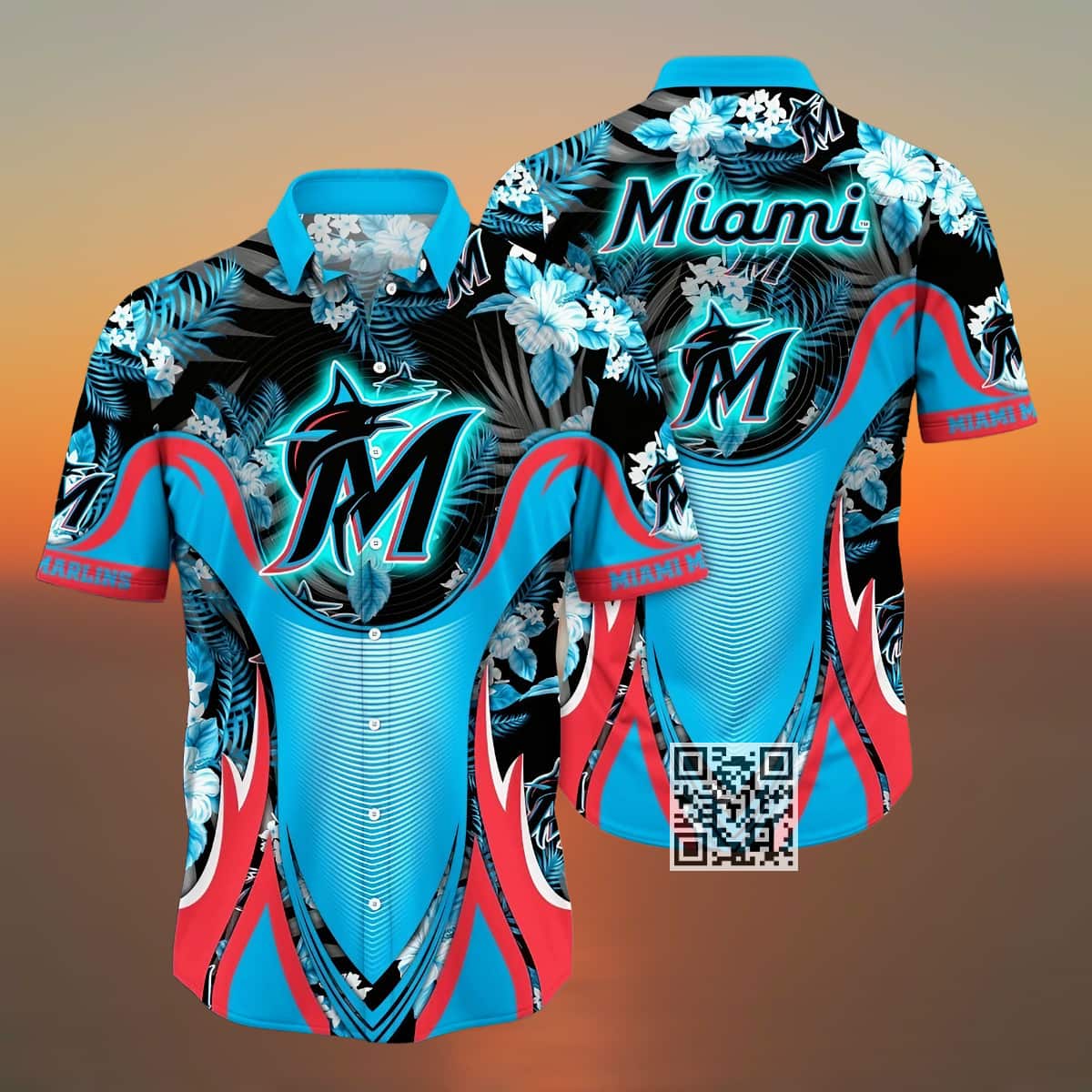 MLB Miami Marlins Hawaiian Shirt Flower Pattern
