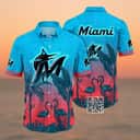 Summer Aloha MLB Miami Marlins Hawaiian Shirt Flamingo Pattern